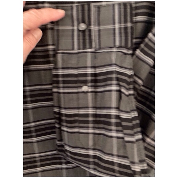 John Varvatos USA Shirt Men large Gray Black Plaid Luxe Pearl Buttons NWOT $198 - Picture 5 of 11